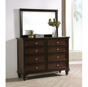 Andover Dark Oak 8 Drawer Dresser With Mirror