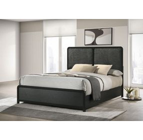 Cavelle Black King Upholstered Panel Bed