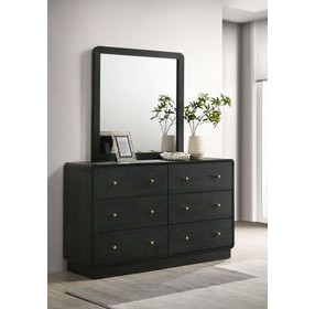 Cavelle Black 6 Drawer Dresser With Mirror