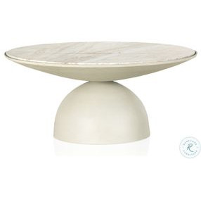 Corbett Creamy Taupe Marble Small Round Occassional Table Set