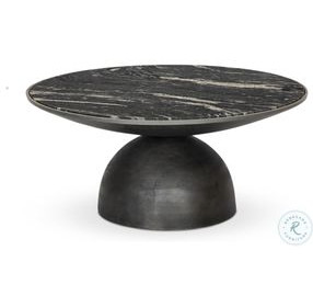 Corbett Polished Black Marble Small Round Coffee Table