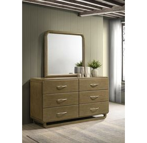Amsbury Nutmeg 6 Drawer Dresser With Mirror