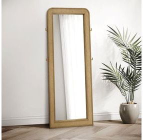 Arini Sand Wash Cane Weave Full Length Standing Floor Mirror