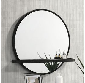 Arini Black Round Vanity Wall Mirror
