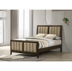 Wilkes Dark Cocoa Full Upholstered Panel Bed