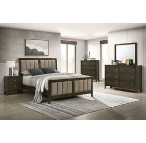 Wilkes Brown California King Upholstered Panel Bed