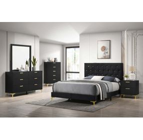 Kendall Black California King Upholstered Panel Bed