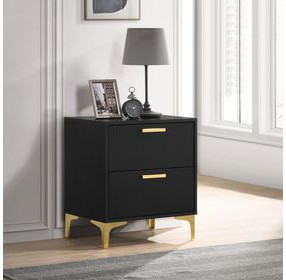 Kendall Black And Gold 2 Drawer Nightstand