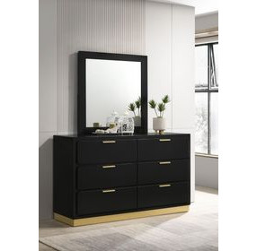 Caraway Black 6 Drawer Dresser with Mirror
