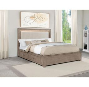 Kenora Barley Brown King Upholstered Platform Storage Bed