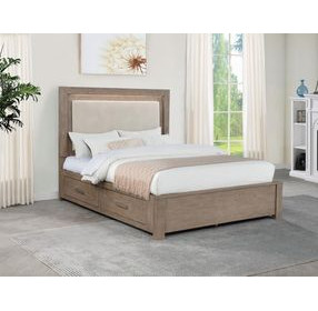 Kenora Barley Brown Queen Upholstered Platform Storage Bed