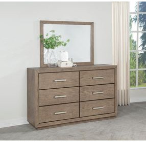 Kenora Barley Brown 6 Drawer Dresser With Mirror
