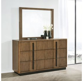 Terrace Ash Brown 6 Drawer Dresser With Mirror