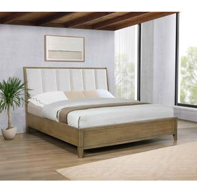 Granada Natural Pine King Upholstered Panel Bed