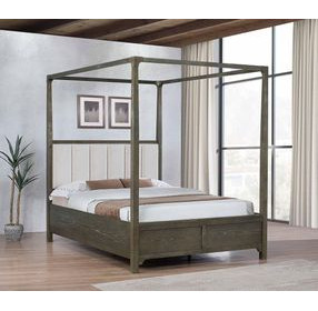 Gran Park Dark Cocoa Queen Upholstered Canopy Bed