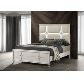 Olivia Pearl White Queen Upholstered Panel Bed