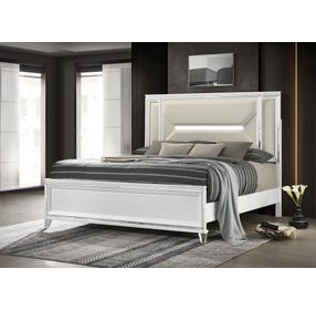 Marmore White King Panel Bed
