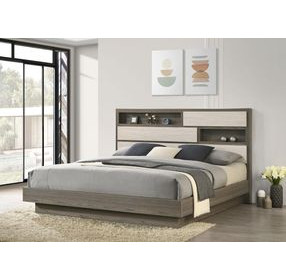 Fenwick Gray Oak And Almond King Bookcase Platform Bed