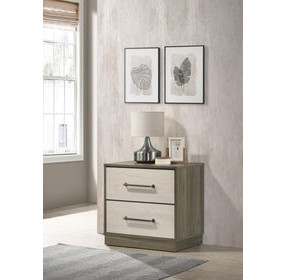 Fenwick Gray Oak And Almond 2 Drawer Nightstand