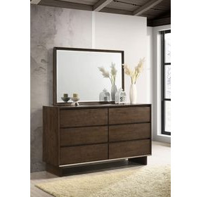 Glenwood Warm Brown 6 Drawer Dresser With Mirror