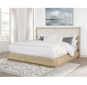 Kailani Beige Oak King Wingback Platform Bed