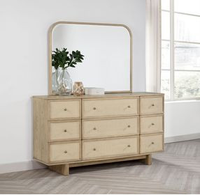Kailani Beige Oak 9 Drawer Dresser With Mirror