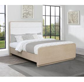 Ladera Light Elm Queen Upholstered Panel Bed