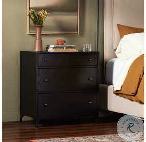 Belmont Black Large Storage 3 Drawer Nightstand