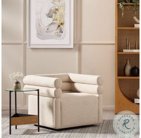 Evie Hampton Cream Performance Fabric Swivel Chair