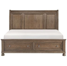 Bethel Wire Brushed Antique Brown Storage Platform Bedroom Set