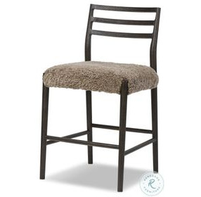 Glenmore Light Carbon and Taupe Shearling Counter Height Stool