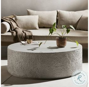 Otero Matte Stone Outdoor Round Coffee Table