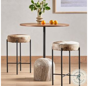 Fay Antique White Marble And Dark Natural Oak Bar Table