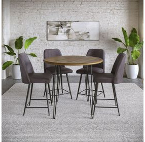 Brennan Dark Brown Upholstered 5 Piece Counter Height Dining Set