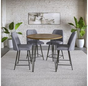 Brennan Gray Upholstered 5 Piece Counter Height Dining Set