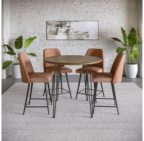 Brennan Light Brown Upholstered 5 Piece Counter Height Dining Set