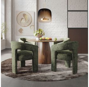 Gwen Luxury Brown and Green Upholstered 5 Piece Dining Set