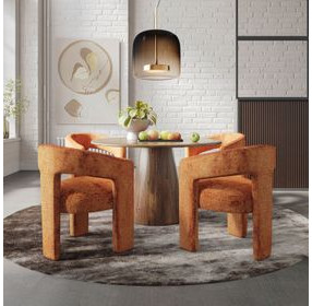 Gwen Luxury Brown and Red Upholstered 5 Piece Dining Set