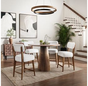 Nash Walnut and White Upholstered 5 Piece Counter Height Dining Set