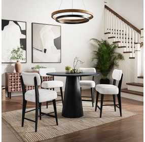 Nash Black and White Upholstered 5 Piece Counter Height Dining Set