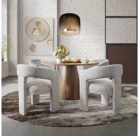 Gwen Luxury Brown and Gray Upholstered 5 Piece Dining Set