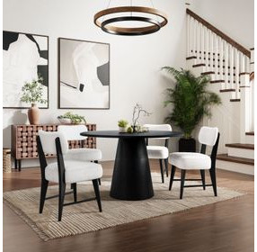 Nash Black and White Upholstered 5 Piece Dining Set