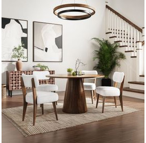 Nash Walnut and White Upholstered 5 Piece Dining Set