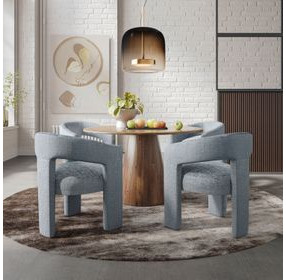 Gwen Luxury Brown and Blue Upholstered 5 Piece Dining Set