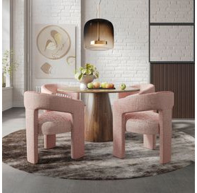 Gwen Luxury Brown and Pink Upholstered 5 Piece Dining Set