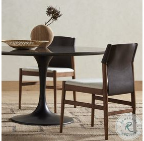 Lulu Espresso Leather Blend And Cardiff Cream Performance Fabric Dining Chair Set of 2