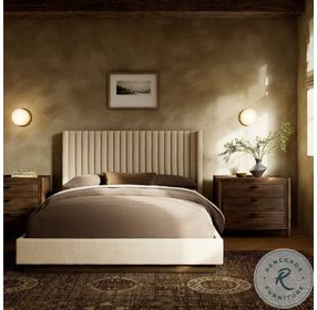 Montgomery Thames Cream Performance Fabric Queen Upholstered Bed