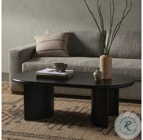 Paden Aged Black Acacia 51" Oval Coffee Table