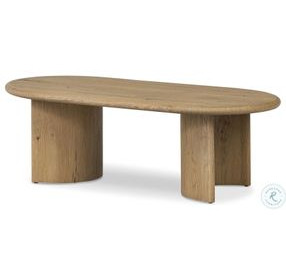 Paden Worn Oak Veneer 51" Oval Coffee Table