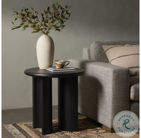 Paden Aged Black Acacia Round End Table